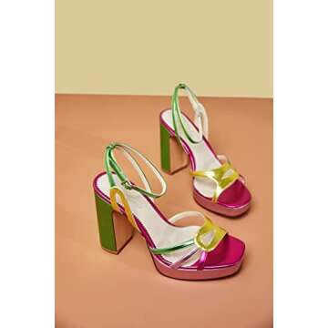 Stylish Sun Gurg Metallic Pink Chunky High Heels For Women