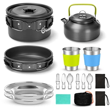 Odoland 15-Piece Camping Mess Kit - Lightweight & Durable