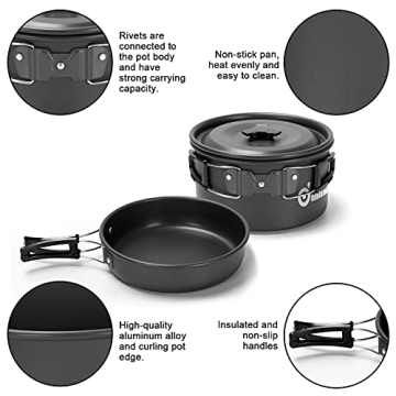 Odoland 15-Piece Camping Mess Kit - Lightweight & Durable