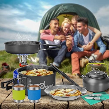 Odoland 15-Piece Camping Mess Kit - Lightweight & Durable