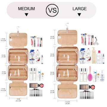 Travel Hanging Toiletry Bag for Women, with Jewelry Organizer Compartment, Medium Waterproof Hanging...