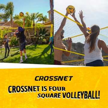 CROSSNET 4-Way Volleyball Net - Fun Outdoor Game Set