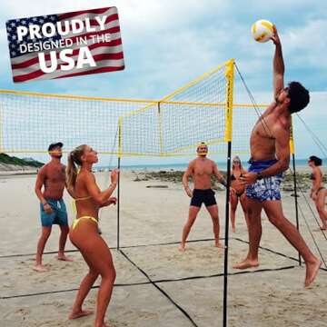 CROSSNET 4-Way Volleyball Net - Fun Outdoor Game Set
