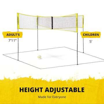 CROSSNET 4-Way Volleyball Net - Fun Outdoor Game Set