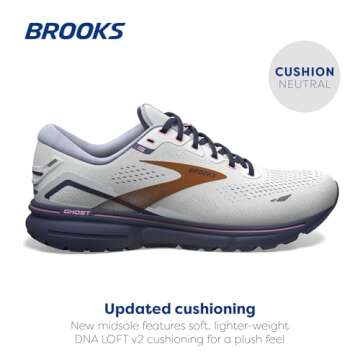 Brooks Women's Ghost 15 Neutral Running Shoe - Spa Blue/Neo Pink/Copper - 10 Medium