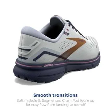 Brooks Women's Ghost 15 Neutral Running Shoe - Spa Blue/Neo Pink/Copper - 10 Medium