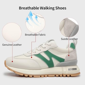 Somiliss Women's Leather Suede Walking Sneakers - Stylish Comfort