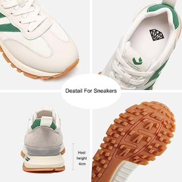 Somiliss Women's Leather Suede Walking Sneakers - Stylish Comfort