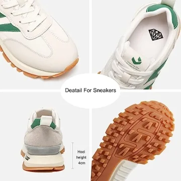 Somiliss Women's Leather Suede Walking Sneakers - Stylish Comfort