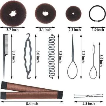 30 Pcs Hair Styling Set Hair Styling Tools Hair Accessories Donut Hair Bun Tool French Twist Hairstyle Clip Rollers U shaped Hair Pins Hair Ropes Hair Accessories for Women