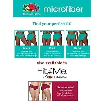 Fruit of the Loom womens Microfiber Panties (Regular & Plus Size) underwear, Brief - 6 Pack Assorted, 8 US