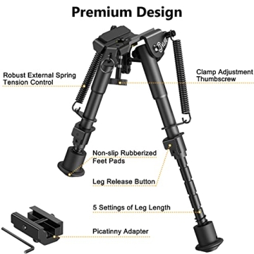 CVLIFE Adjustable Picatinny Bipod for Stability and Precision