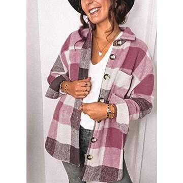 PRETTYGARDEN Women's Fall Clothes Plaid Shacket Jacket Trendy Casual Long Sleeve Button Down Flannel...