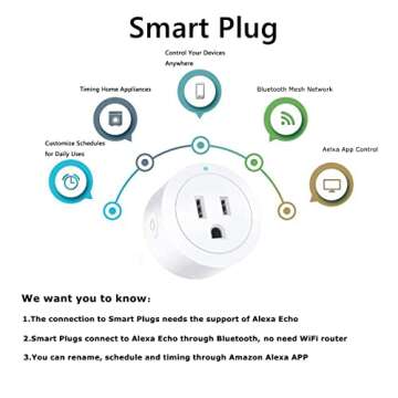Beysen Smart Plug, Smart Outlet Bluetooth Mesh, Smiple Set Up, Alexa App Remote Control and Alexa Voice Control, ETL & FCC Certified, 4 Pack 666 (1 Pack) (4 Pack)