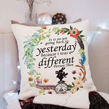 Ihopes Alice in Wonderland Inspirational Quotes Pillow Covers - Vintage Alice in Wonderland Theme Pi...