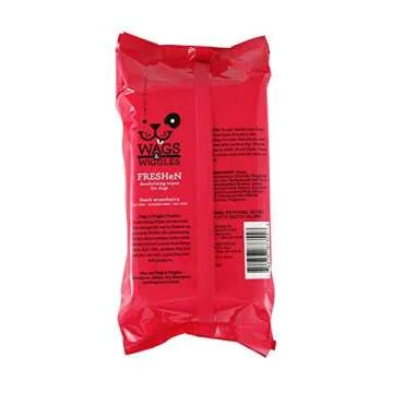 Wags & Wiggles Freshen Deodorizing Wipes for Dogs | Eliminate Odors from Your Dog's Coat | Fresh Strawberries, 100 Count | Easy and Convenient Way to Freshen Your Pet Without A Bath
