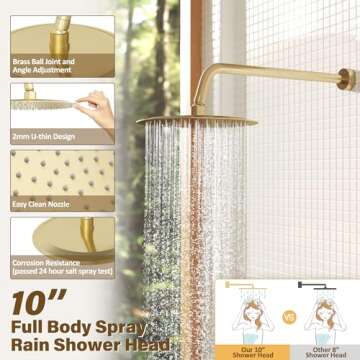 Gabrylly Gold Shower System, Shower Faucet Set with Pressure Balance Shower Valve, 10 Inch Gold Show...