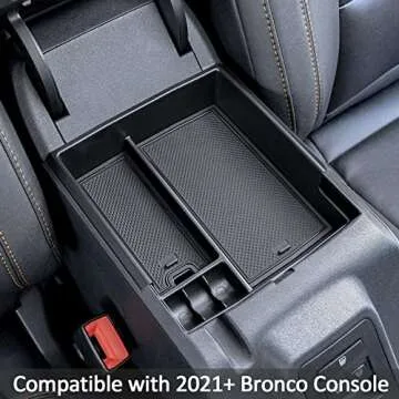 TOPINSTALL New Center Console Tray Compatible with 2021-2025 Ford Bronco Accessories, Full Size Bronco Armrest Storage Box Organizer ABS Plastic Black Insert (2/4 Door) (Not for Bronco Sport)