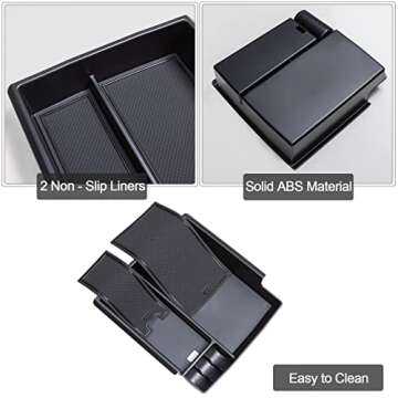 TOPINSTALL New Center Console Tray Compatible with 2021-2025 Ford Bronco Accessories, Full Size Bronco Armrest Storage Box Organizer ABS Plastic Black Insert (2/4 Door) (Not for Bronco Sport)