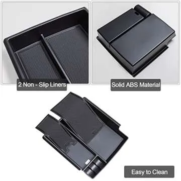 TOPINSTALL New Center Console Tray Compatible with 2021-2025 Ford Bronco Accessories, Full Size Bronco Armrest Storage Box Organizer ABS Plastic Black Insert (2/4 Door) (Not for Bronco Sport)