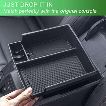 TOPINSTALL New Center Console Tray Compatible with 2021-2025 Ford Bronco Accessories, Full Size Bronco Armrest Storage Box Organizer ABS Plastic Black Insert (2/4 Door) (Not for Bronco Sport)