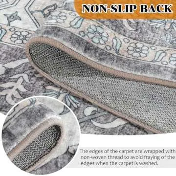 Mcadore Vintage Area Rug, 8x10 Washable Rugs for Living Room Bedroom Indoor Throw Rug, Distressed Boho Country Accent, Thin Low-Pile Floor Carpet for Kids Pet (Multi/Brown)