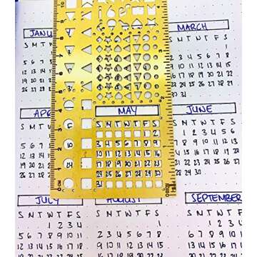 A5 Bullet Dotted Journal dot Grid Notebook 220 Pages 3 x Page Markers 160 GSM Extra Thick Paper bujo Specific Metal Stencil Ruler Page Numbers Pen Holder in Spine 4 x Index Pages 8 Perforated Pages