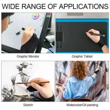 Silipull 12 Pcs Artist Digital Drawing Glove with Two Fingers Tablet Artist's Drawing Glove for Stylus Pen Graphic Tablet Sketching Painting Anti False Touch for Right Left Hand