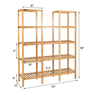 COSTWAY 5-Tier Bamboo Plant Stand for Indoor and Outdoor Use