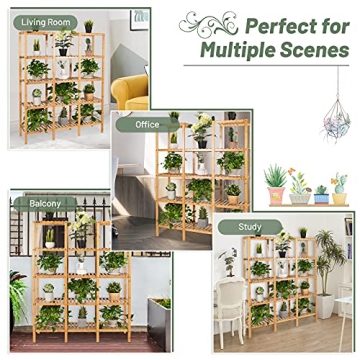 COSTWAY 5-Tier Bamboo Plant Stand for Indoor and Outdoor Use