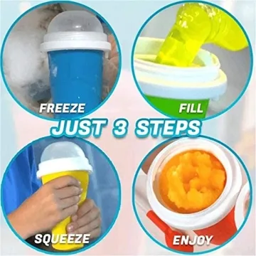 Slushie Maker Cup, Magic Quick Frozen Smoothies Cup Cooling Cup Double Layer Squeeze Cup Slushy Maker, Homemade Milk Shake Ice Cream Maker DIY it for Children and Family