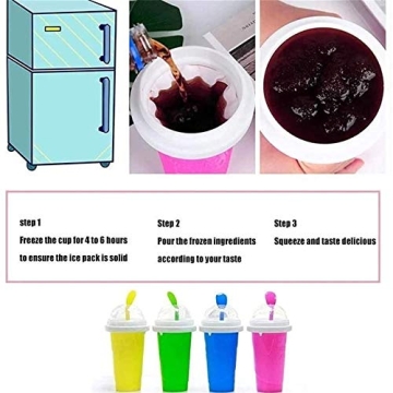 Slushie Maker Cup, Magic Quick Frozen Smoothies Cup Cooling Cup Double Layer Squeeze Cup Slushy Maker, Homemade Milk Shake Ice Cream Maker DIY it for Children and Family