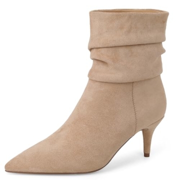 CosyFever Sexy Slouch Ankle Boots for Women with Fashon Mid Stiletto Heels Pointed Toe - 8 B(M) US