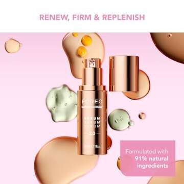 FOREO Firm & Fabulous BEAR mini + Serum Serum Serum 1 Oz Anti aging Starter Kit- Microcurrent Facial Device- Instant Face Lift- Double Chin Eliminator- Facial Skin Care Products- Gift Set- Pearl Pink