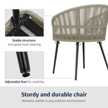 Stylish EAST OAK 3-Piece Patio Bistro Set