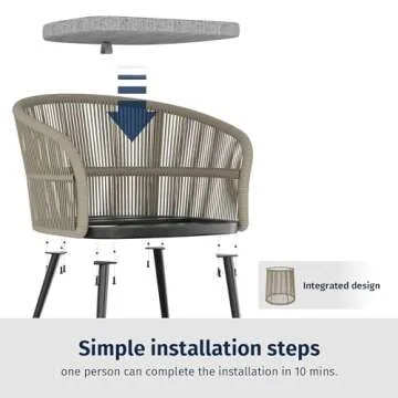 Stylish EAST OAK 3-Piece Patio Bistro Set