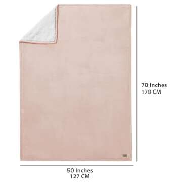 UGG 23852 Bliss Silky Smooth Hypoallergenic Flannel Fleece Throw Blanket Large Luxury Couch and Bed Blankets Soft Cozy Decorative Accent Blanket for Ultimate Comfort and Style, 50 x 70-inch, Quartz