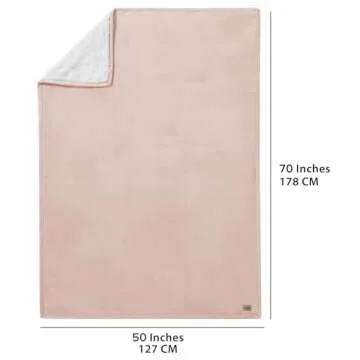 UGG 23852 Bliss Silky Smooth Hypoallergenic Flannel Fleece Throw Blanket Large Luxury Couch and Bed Blankets Soft Cozy Decorative Accent Blanket for Ultimate Comfort and Style, 50 x 70-inch, Quartz