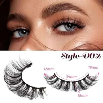 Veleasha Russian Strip Lashes DD Curl False Eyelashes Fluffy Wispy Faux Mink Lashes 10 Pairs Pack (D02)