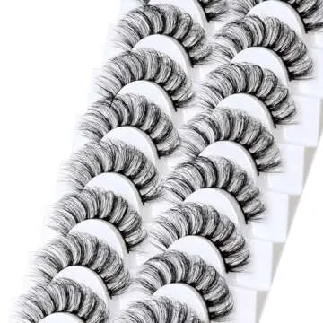 Veleasha Russian Strip Lashes DD Curl False Eyelashes Fluffy Wispy Faux Mink Lashes 10 Pairs Pack (D02)