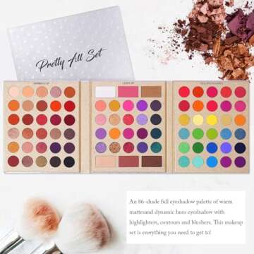 UCANBE Makeup Eyeshadow Palette + 15Pcs Brush Set, Pigmented 86 Colors Make Up Pallet with Brushes, ...