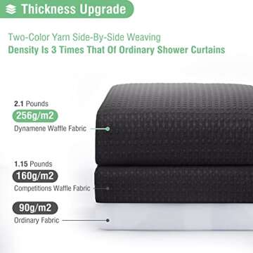 Luxury Black Waffle Shower Curtain - Heavy Duty 256GSM