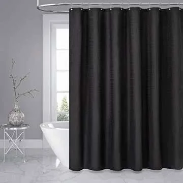 Luxury Black Waffle Shower Curtain - Heavy Duty 256GSM