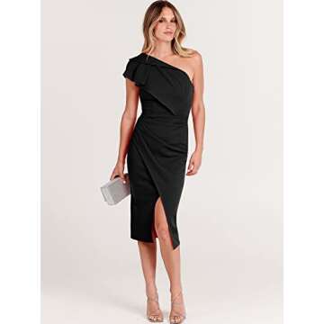 Elegant ANRABESS One Shoulder Midi Dress for Women