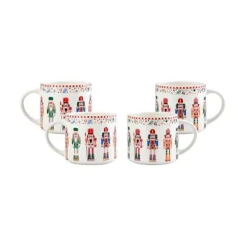 Bico Christmas Soldier Ceramic 19oz Holiday Mugs, Set of 4, for Coffee, Tea, Drinks, Microwave & Dis...