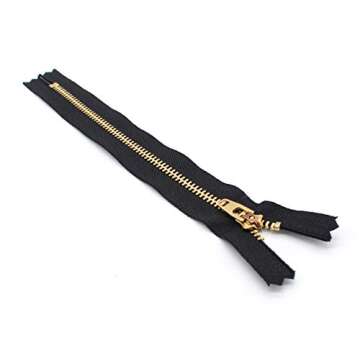 YKK 8" YKK Pants Brass Zipper #4.5- Black (3 Zippers)