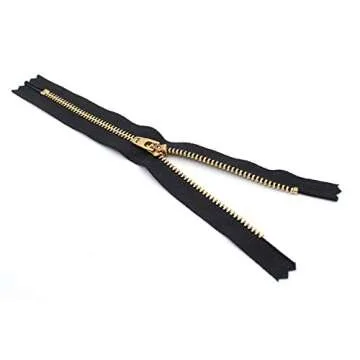 YKK 8" YKK Pants Brass Zipper #4.5- Black (3 Zippers)