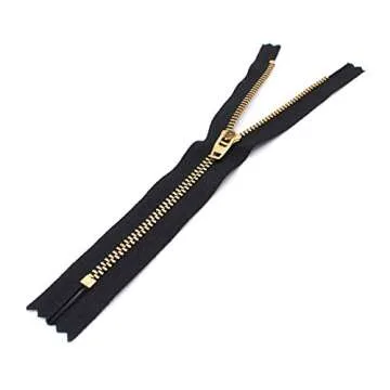 YKK 8" YKK Pants Brass Zipper #4.5- Black (3 Zippers)