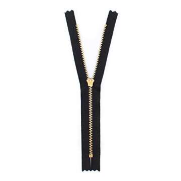 YKK 8" YKK Pants Brass Zipper #4.5- Black (3 Zippers)