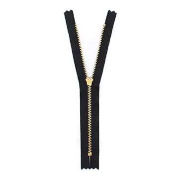 YKK 8" YKK Pants Brass Zipper #4.5- Black (3 Zippers)